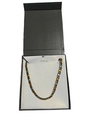 JCM Gold & Silver Heart Necklace Two Tone Stainless Steel 16" Boxed